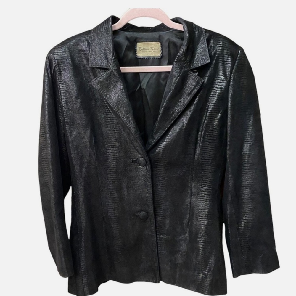 VINTAGE BETTINA RIZZI Brazilian Italian Leather Blazer Jacket Blazer😍